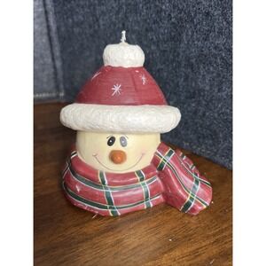 Yankee‎ candle snowman Head Candle With scarf Vintage